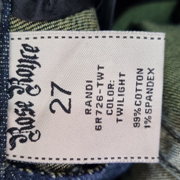 Rose Royce, dark blue denim shorts, rose button and stud details, size 27 5/6 - Picture 14 of 14